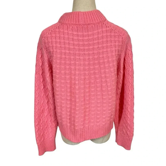 LAFAYETTE 148 NEW YORK Mixed Stitch 100% Cashmere Sweater in Primrose Pink - Picture 4 of 7